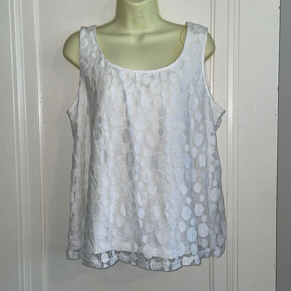 NWT Jones New York Sport Petite white 2 layer cotton/nylon tank top - Picture 1 of 8